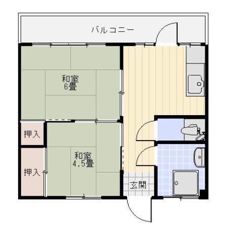 山下1ビル(2K/2階)の間取り写真
