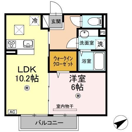 ペニーレイン(1LDK/1階)の間取り写真