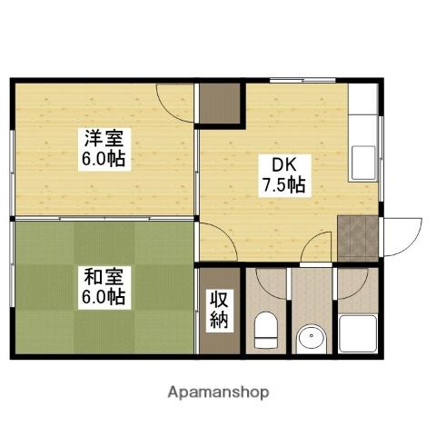 西本荘(2DK/2階)の間取り写真