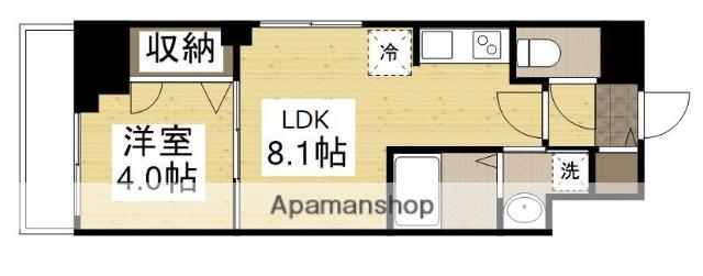 S-RESIDENCE鶴見町ALTANO(1LDK/4階)の間取り写真
