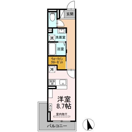 ヒロ・ブランシェ(ワンルーム/3階)の間取り写真