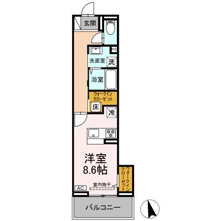 ヒロ・ブランシェ(ワンルーム/1階)の間取り写真