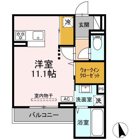 ヒロ・ブランシェ(ワンルーム/3階)の間取り写真