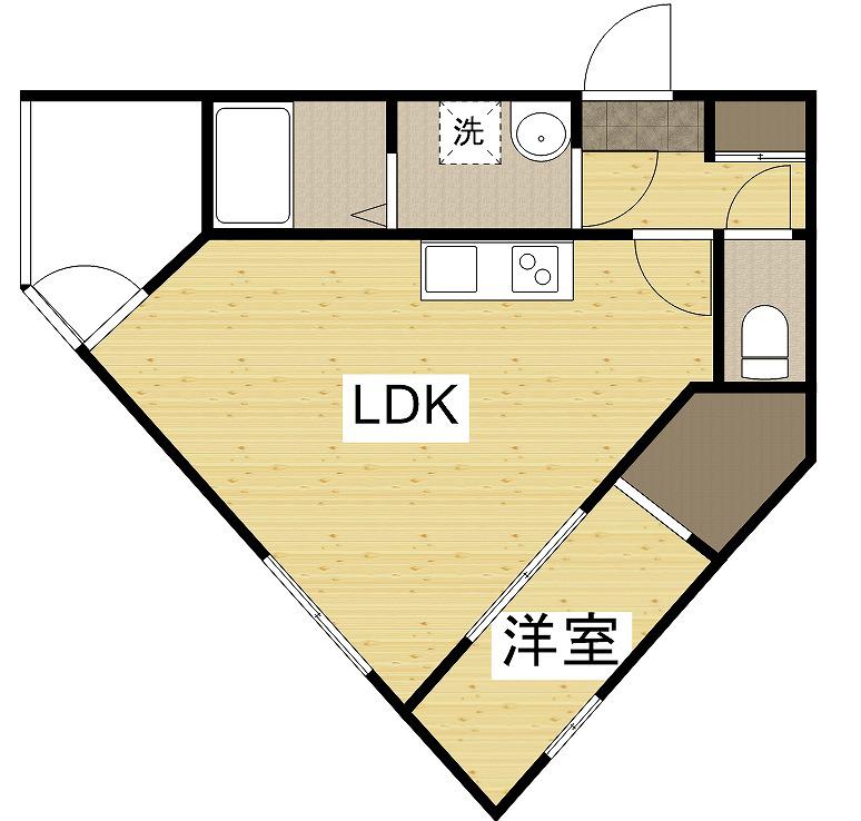 ESPERANZA青崎(1LDK/1階)の間取り写真