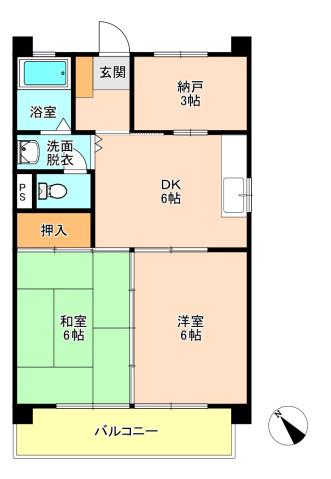 光原ビル(2SDK/2階)の間取り写真