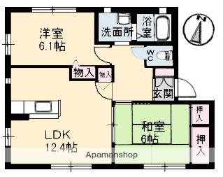 サニーハイム東原B棟(2LDK/1階)の間取り写真