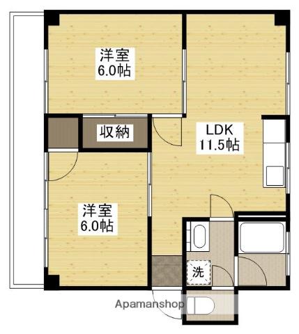 内田コーポ(2LDK/1階)の間取り写真