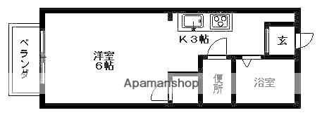 夢ハイツ(ワンルーム/2階)の間取り写真