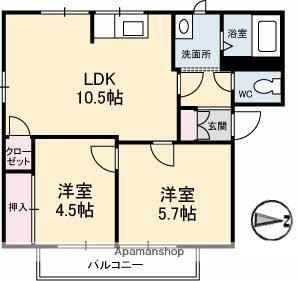 エステートパールⅡ(2LDK/2階)の間取り写真