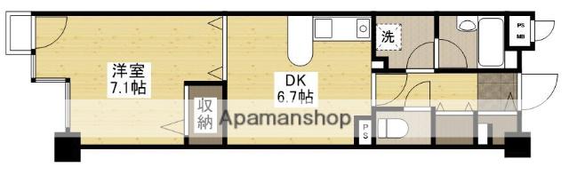 ヒューマンズ沖野上(1DK/4階)の間取り写真