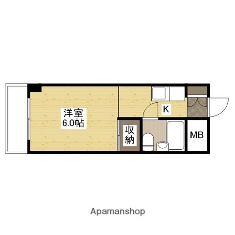 山陽本線 東福山駅 徒歩3分 8階建 築34年(ワンルーム/7階)の間取り写真