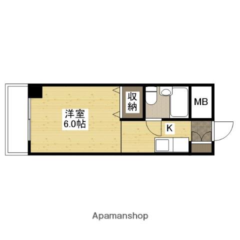 東福山駅前ビル(ワンルーム/6階)の間取り写真