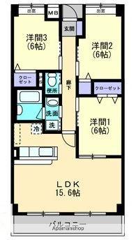 プラスパー旭通(3LDK/5階)の間取り写真