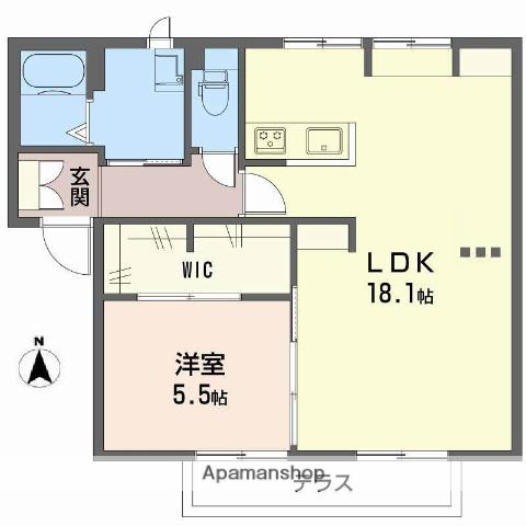 エスパディB棟(1LDK/1階)の間取り写真