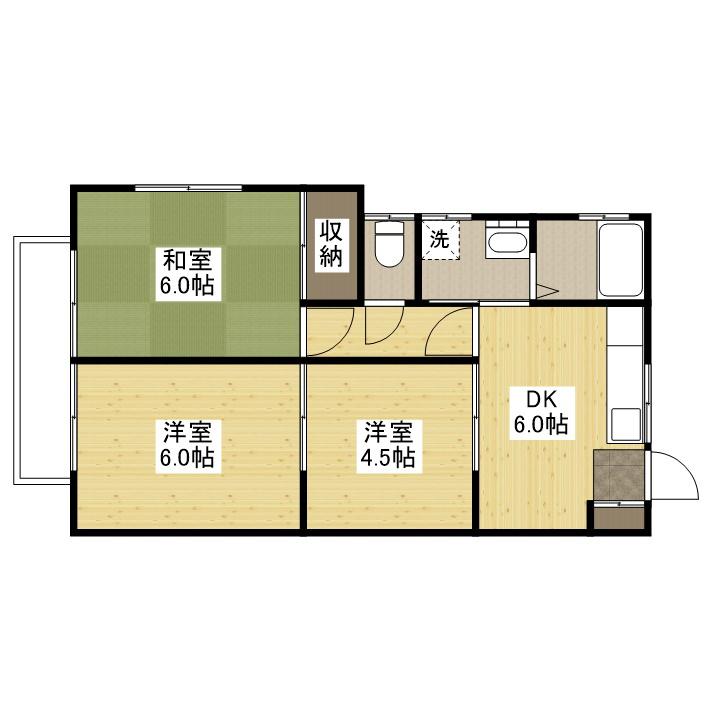 コーポ高橋(3DK/2階)の間取り写真