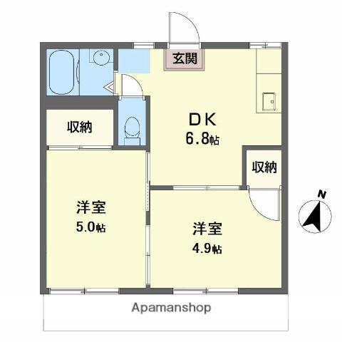 エステート浜前(2DK/1階)の間取り写真