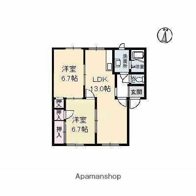 フレグランスみどり A棟(2LDK/1階)の間取り写真