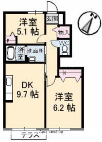 ブランシェ佐藤(2DK/1階)の間取り写真
