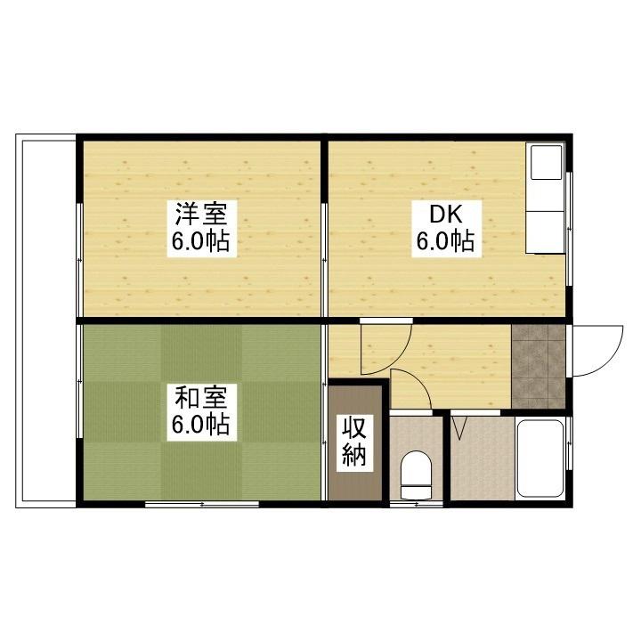 世良アパート(2DK/2階)の間取り写真