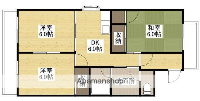 サンハイツ木の浦(3DK/4階)の間取り写真
