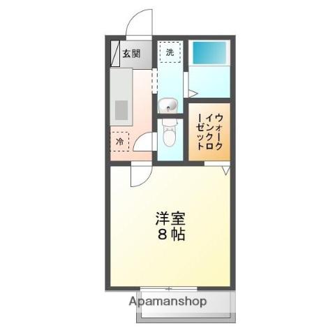 レジデンス岡本(1K/2階)の間取り写真