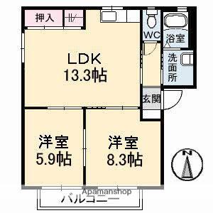 プライムイースト(2LDK/1階)の間取り写真