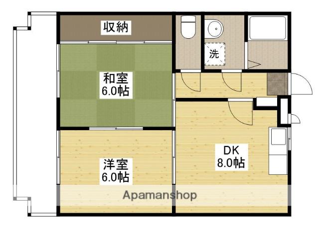 メゾンゆき(2DK/3階)の間取り写真