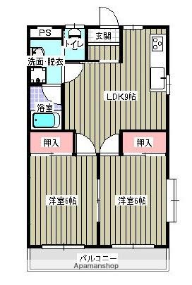 サン・オーレ城北(2DK/3階)の間取り写真