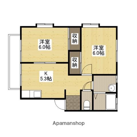 コーポサンフラワー A棟(2K/2階)の間取り写真