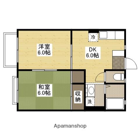 メゾンサントピアA棟(2DK/2階)の間取り写真