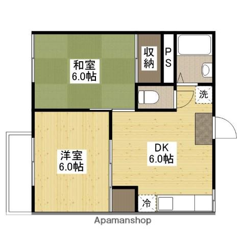 花登ハイツ(2DK/2階)の間取り写真