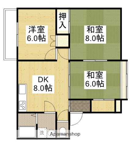 岡崎コーポ(3DK/2階)の間取り写真