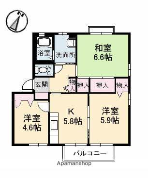 フォレスタ(3K/1階)の間取り写真