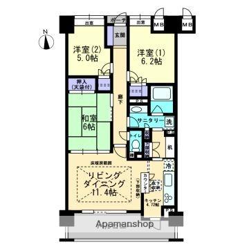 アルファステイツ木之庄(3LDK/3階)の間取り写真