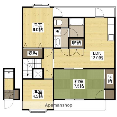 能島台ハイツ(3LDK/2階)の間取り写真