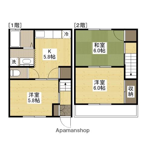 プレジール高木2(3K/1階)の間取り写真