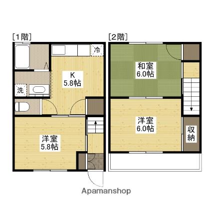 プレジール高木2(3K/1階)の間取り写真