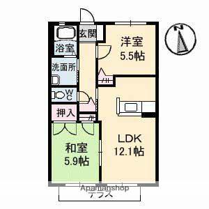 ディアスエイフウA(2LDK/1階)の間取り写真