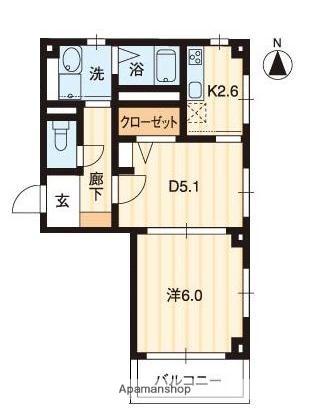 チェリッシュコート(1DK/2階)の間取り写真