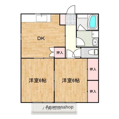 ヒルズコート木之庄Ⅰ(2DK/1階)の間取り写真