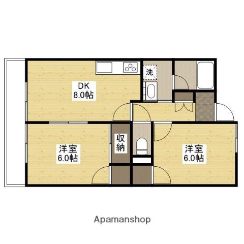 パークサイド西町(2DK/3階)の間取り写真