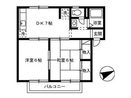 リビエールアンD棟(2DK/1階)の間取り写真