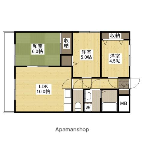 鷹取プレイス(3LDK/4階)の間取り写真