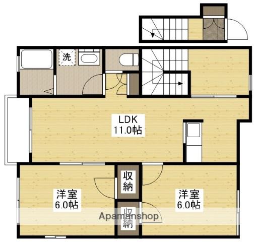 ブラン木之庄(2LDK/2階)の間取り写真