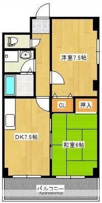 グレーシル鷹取(2DK/6階)の間取り写真