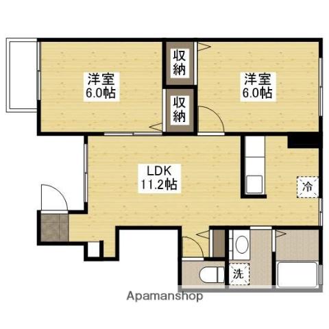 パステルK(2LDK/1階)の間取り写真