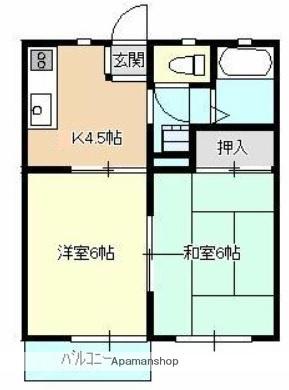 コーポななし(2K/2階)の間取り写真