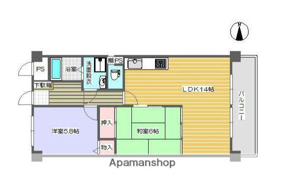 メゾン無憂館(2LDK/4階)の間取り写真