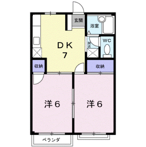 サンハイツ沖野上(2DK/2階)の間取り写真
