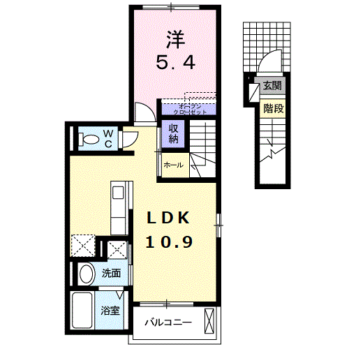 プランヴェール(1LDK/2階)の間取り写真